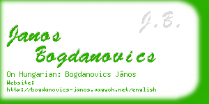 janos bogdanovics business card